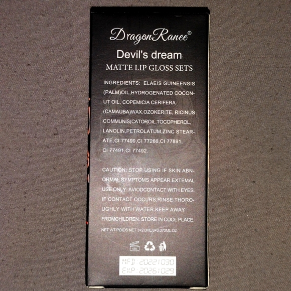 Brand New In the Box Dragon Ranee Devil's Dream Matte Lip Gloss Set (3 pc) - Picture 2 of 6